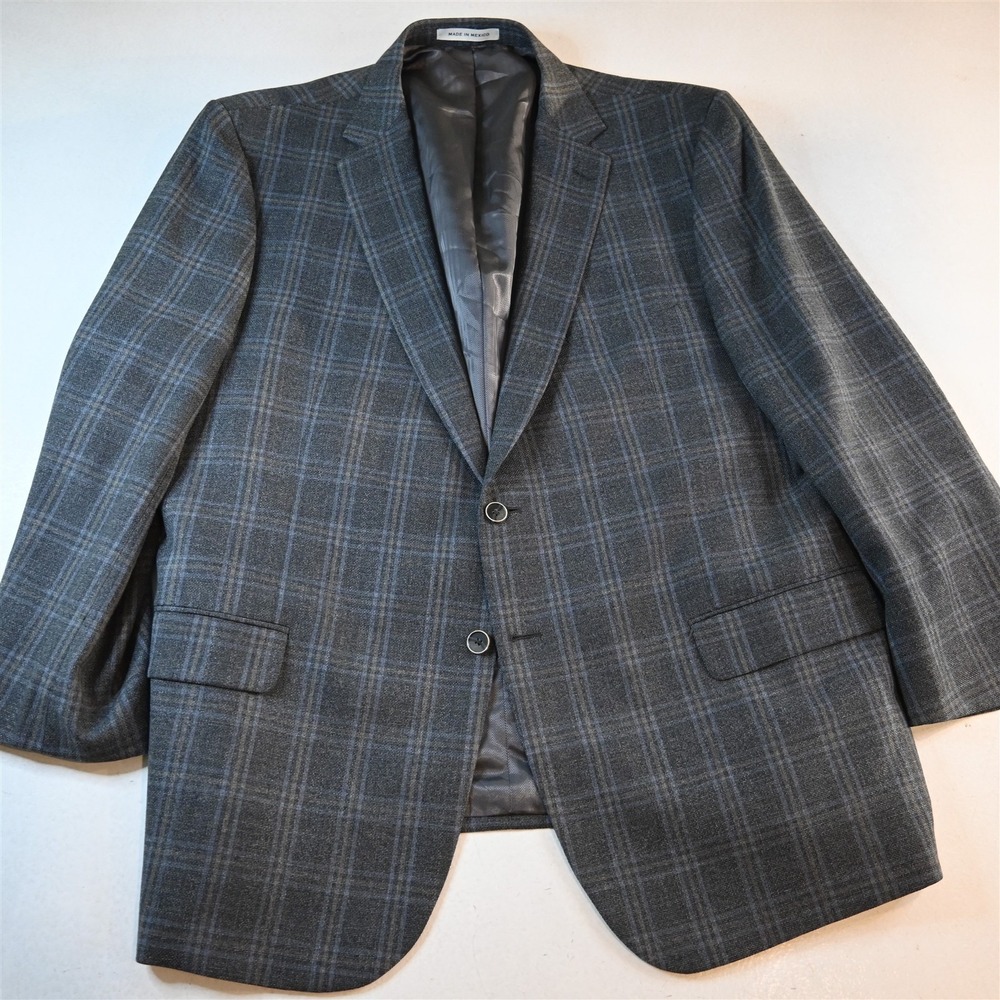 Joseph Abboud 50R Gray Windowpane Check Reda 100% Wool Soft Shoulder Blazer